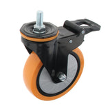 Max PU Screw Wheel Dual Brake Single Bearing Industrial Caster Black 5Inch