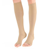 Max 1 Pair Women Compression Sleeve Calf Knee Stocking Socks Open Toes M