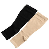 Max 1 Pair Women Compression Sleeve Calf Knee Stocking Socks Open Toes M