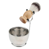 Max Men's Beard Shaving Brush + Stainless Holder Stand + Soap Cream Mug Bowl Set