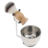 Max Men's Beard Shaving Brush + Stainless Holder Stand + Soap Cream Mug Bowl Set