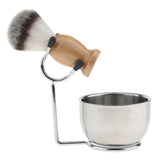 Max Men's Beard Shaving Brush + Stainless Holder Stand + Soap Cream Mug Bowl Set