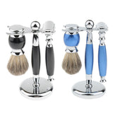 Max 1 Set Safety Shaving Kits Razors Shaving Brush Alloy Stand Holder Black