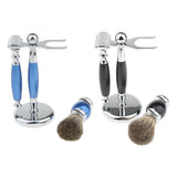 Max 1 Set Safety Shaving Kits Razors Shaving Brush Alloy Stand Holder Black