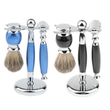 Max 1 Set Safety Shaving Kits Razors Shaving Brush Alloy Stand Holder Black