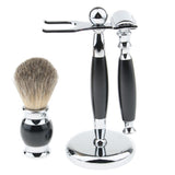 Max 1 Set Safety Shaving Kits Razors Shaving Brush Alloy Stand Holder Black