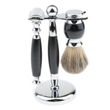 Max 1 Set Safety Shaving Kits Razors Shaving Brush Alloy Stand Holder Black