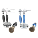 Max 1 Set Safety Shaving Kits Razors Shaving Brush Alloy Stand Holder Black