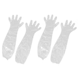 Maxbell 2 Pairs Clear Plastic Disposable Long Arm Gloves For Women Men Waterproof