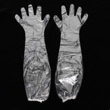 Maxbell 2 Pairs Clear Plastic Disposable Long Arm Gloves For Women Men Waterproof