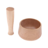 Max Wood Mortar and Pestle Spice Herb Grinder Mixing Grinding Bowl Crusher Set