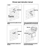 Max Wall Mounted Shower Seat Shower Folding Bath Bathroom Stool Toilet Chair