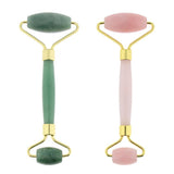Max Jade Stone Facial Massage Double Roller Face Neck Massager Green Gold