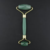 Max Jade Stone Facial Massage Double Roller Face Neck Massager Green Gold