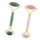 Max Jade Stone Facial Massage Double Roller Face Neck Massager Green Gold