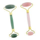 Max Jade Stone Facial Massage Double Roller Face Neck Massager Green Gold