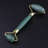 Max Jade Stone Facial Massage Double Roller Face Neck Massager Green Gold