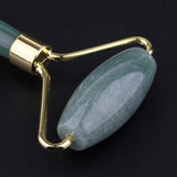 Max Jade Stone Facial Massage Double Roller Face Neck Massager Green Gold