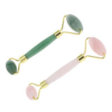 Max Jade Stone Facial Massage Double Roller Face Neck Massager Green Gold