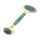 Max Jade Stone Facial Massage Double Roller Face Neck Massager Green Gold