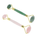 Max Jade Stone Facial Massage Double Roller Face Neck Massager Green Gold