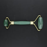Max Jade Stone Facial Massage Double Roller Face Neck Massager Green Gold
