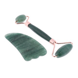 Max 2pcs Jade Face Massage Double Roller Guasha Massager Board Kit  Rose Gold