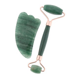 Max 2pcs Jade Face Massage Double Roller Guasha Massager Board Kit  Rose Gold