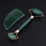 Max 2pcs Jade Face Massage Double Roller Guasha Massager Board Kit  Rose Gold