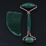 Max 2pcs Jade Face Massage Double Roller Guasha Massager Board Kit  Rose Gold
