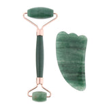Max 2pcs Jade Face Massage Double Roller Guasha Massager Board Kit  Rose Gold