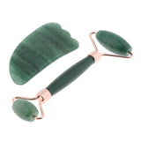 Max 2pcs Jade Face Massage Double Roller Guasha Massager Board Kit  Rose Gold