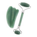 Max 2pcs Jade Face Massage Double Roller Guasha Massager Board Kit  Silver