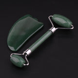 Max 2pcs Jade Face Massage Double Roller Guasha Massager Board Kit  Silver