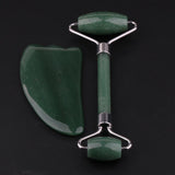 Max 2pcs Jade Face Massage Double Roller Guasha Massager Board Kit  Silver