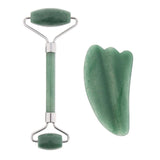 Max 2pcs Jade Face Massage Double Roller Guasha Massager Board Kit  Silver