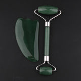 Max 2pcs Jade Face Massage Double Roller Guasha Massager Board Kit  Silver