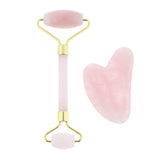 Max 2pcs Jade Face Massage Double Roller Guasha Massager Board Set Pink