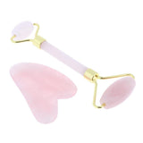 Max 2pcs Jade Face Massage Double Roller Guasha Massager Board Set Pink