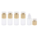 5Pcs Glass Pump Bottles Refillable Cosmetic Container Leak Proof 30ml Golden