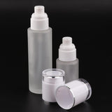 2 Pieces Glass Pumb Bottles Refillable Cosmetic Container 30ml/80ml White