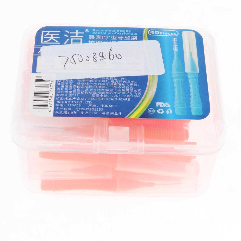 Maxbell 40 Pieces/ Box Dental Interdental Brush Tooth Pick Flosser Toothpick Sticks  Orange 0.6mm