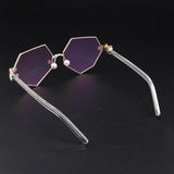 Octagonal Retro Clear Lens Metal Frame Eye Glasses w/ Pearl Nose Pads Golden
