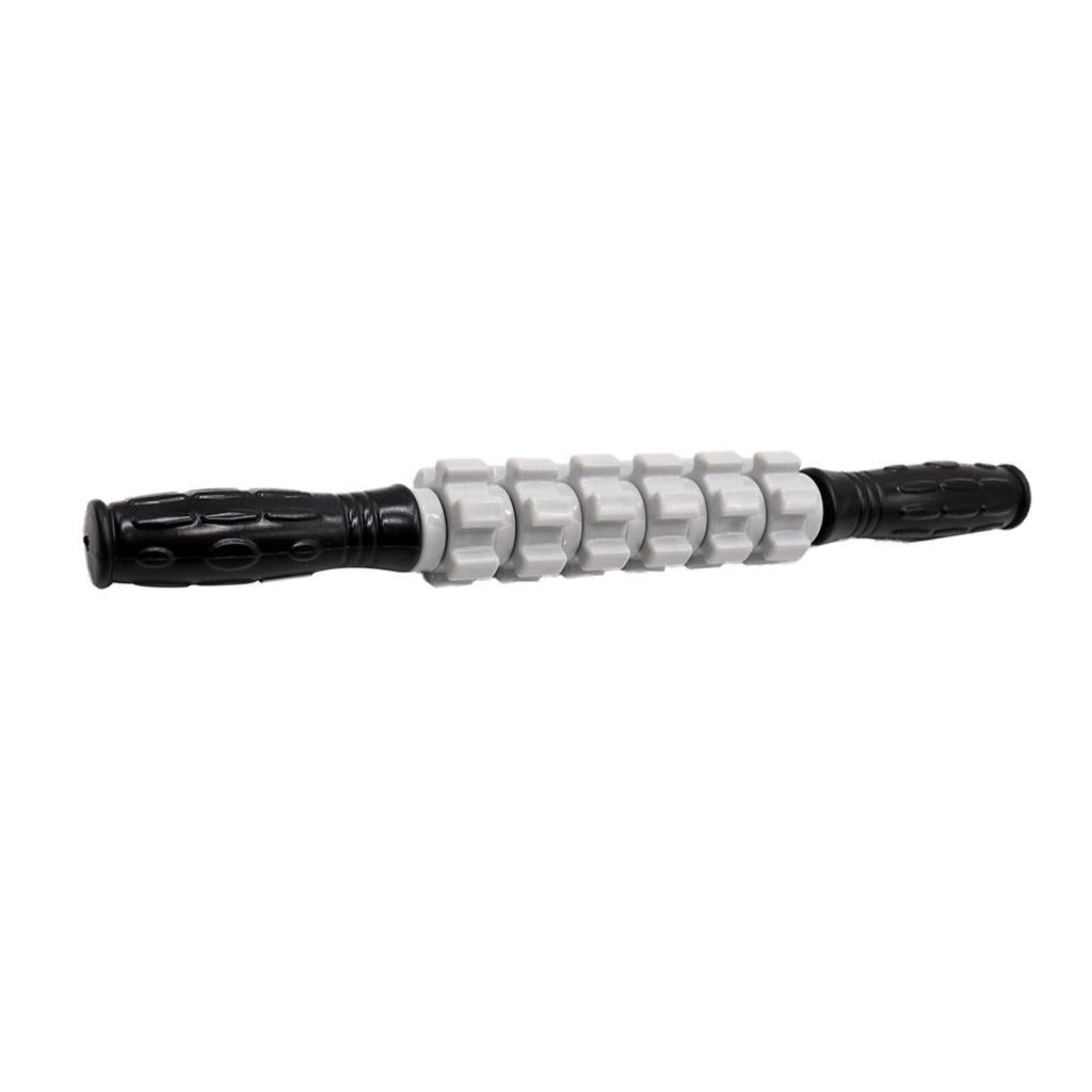 Max 6 Wheel Muscle Roller Massage Stick With Massage Point For Body Relax Gray