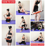 Max Handheld Massage Roller Stick Full Body Deep Tissue Massage Tool Orange