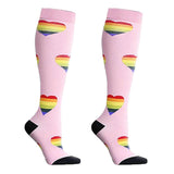 Max 1 Pair Running Sports Leg Support Sleeves Compression Socks Pink XL L