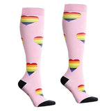 Max 1 Pair Running Sports Leg Support Sleeves Compression Socks Pink XL L