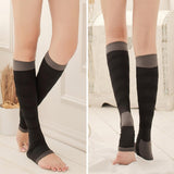 1 Pair Women Open Toe Compression Socks Sleeves For Sports Running Black