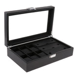 Max Luxury Watch Storage Case Eyewear Display Case for Men Women Black