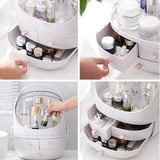 Maxbell Portable Makeup Organizer Storage Cosmetic Display Stand, Dust Proof White